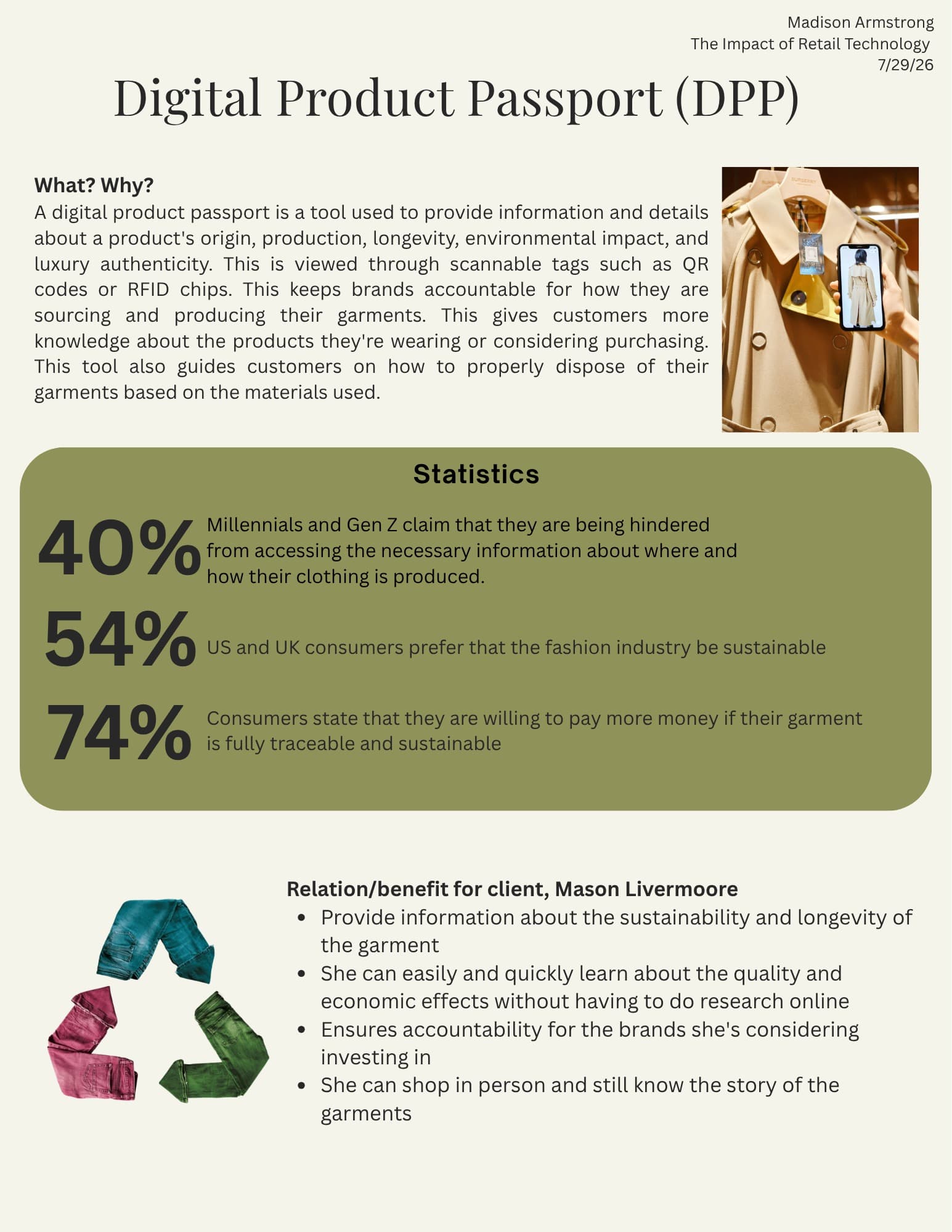 Digital Product Passport (DPP) proposal document: what it is, adoption statistics, and the benefit to the target client
