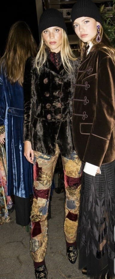 Velvet patchwork looks with knit beanies, product line inspiration